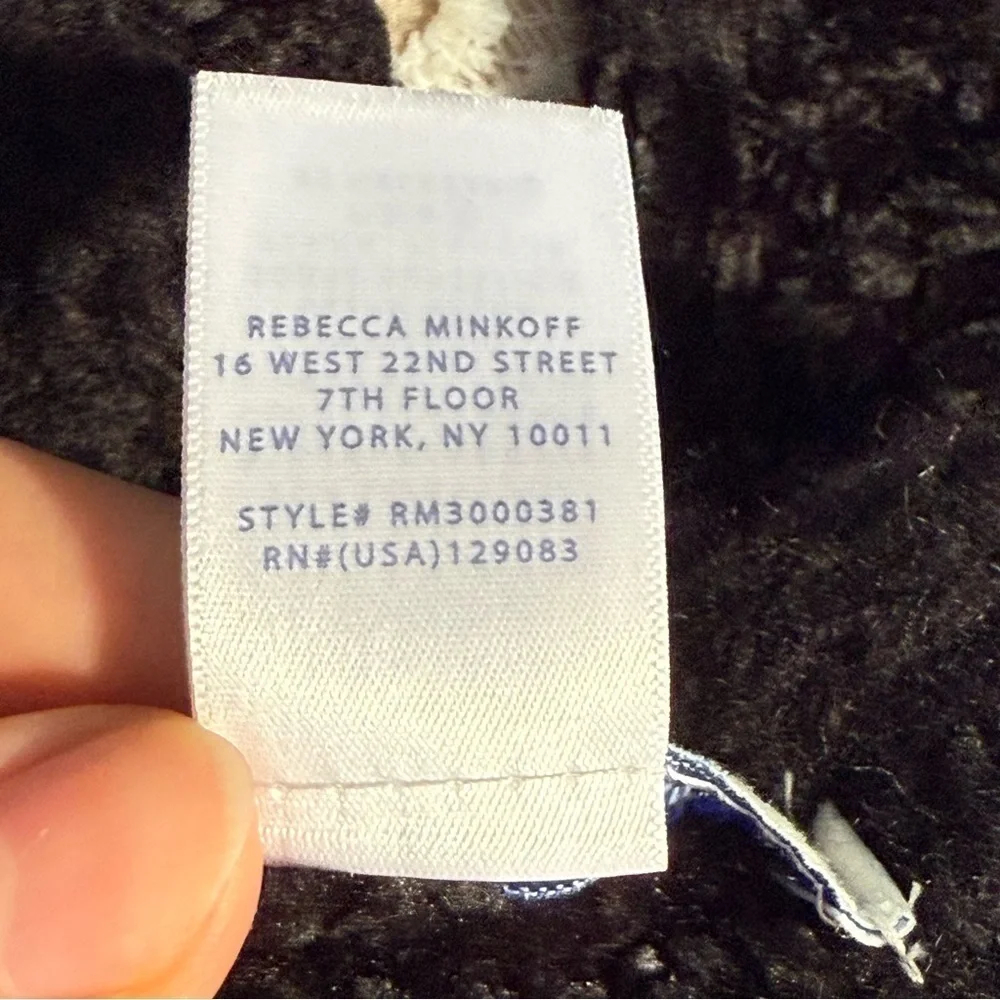 Rebecca Minkoff Blocked Yarn Muffler Cozy black scarf tonal patterns 11”x80”